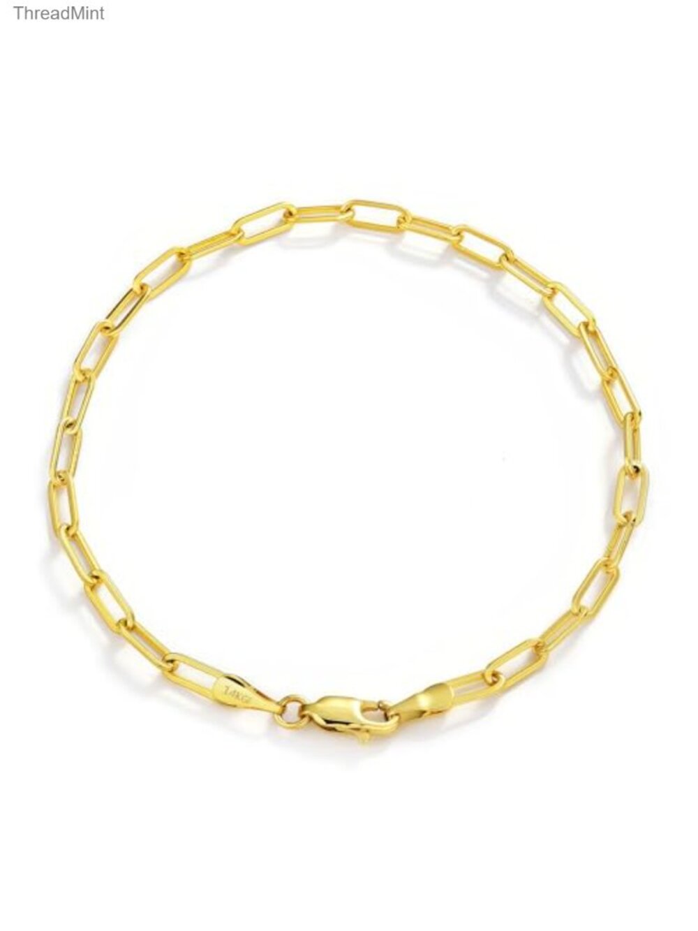 14K Gold Filled Paperclip Link Chain Bracelet for Stacking